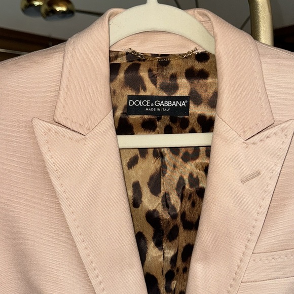 Dolce & Gabbana Nude Blazer With Tiger Print Lining Inside, NWOT, Silver Buttons - Picture 2 of 9